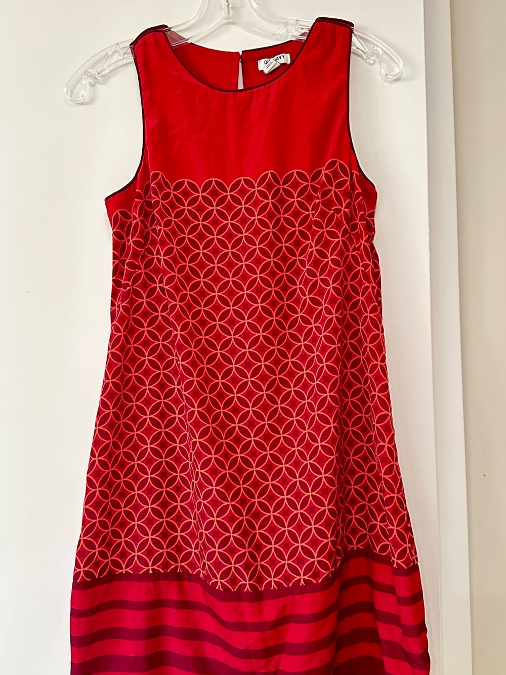 Old Navy Red Geometric & Stripe Mini Dress